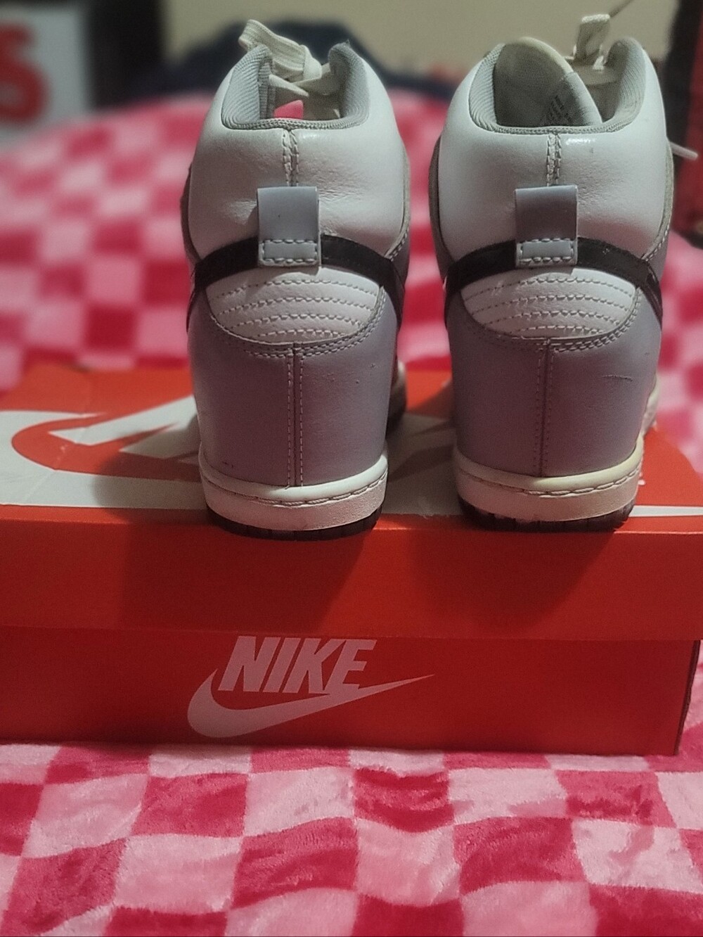Nike Dunk Sky-Hi Wedge Sneaker in White, Light Gray and Black - Picture 4 of 4